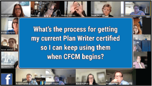 What's the process for getting my current Plan Writer certified so I can keep using them when CFCM begins?